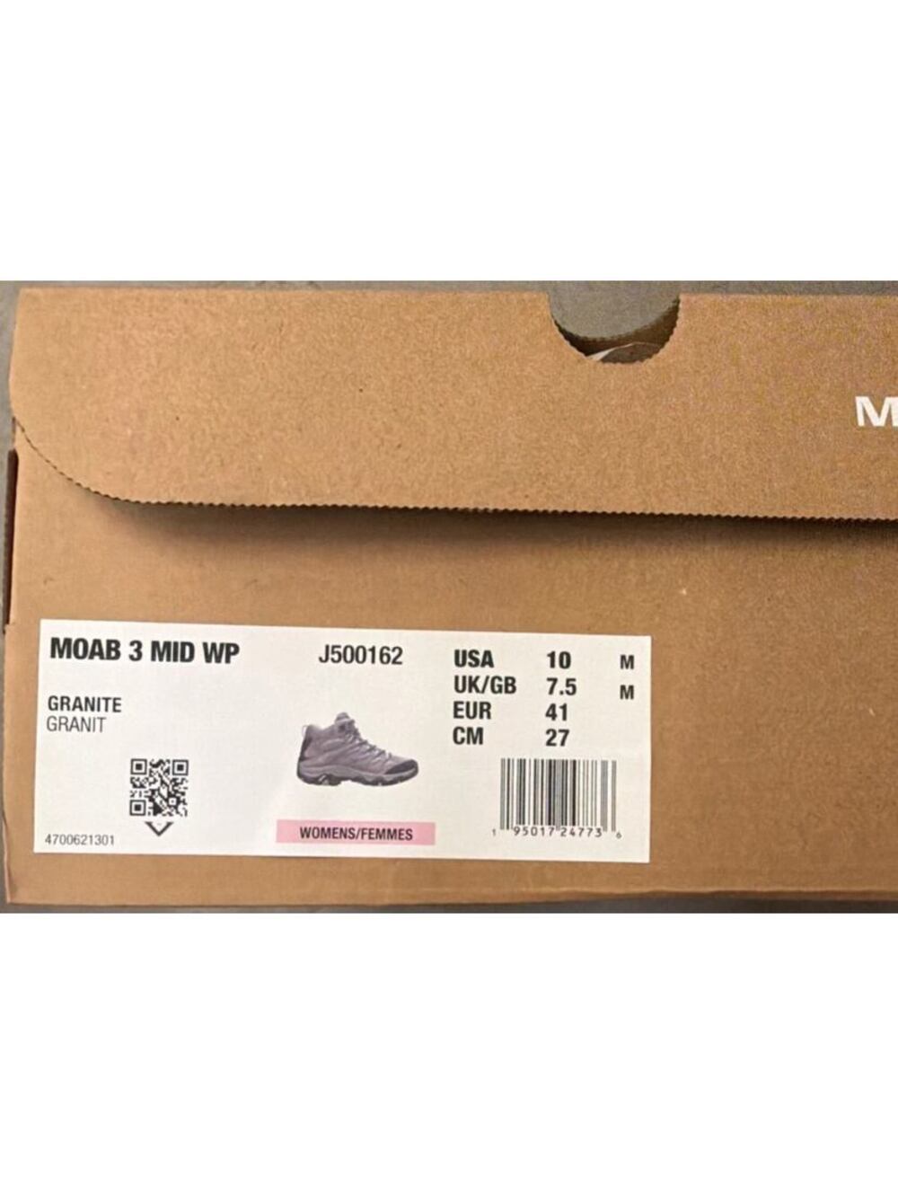 Merrell Moab 3 Mid Waterproof Womens Hiking Boots Grey Blue J500162 Size 10 - Picture 2 of 3